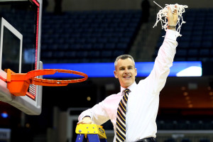 MEMPHIS, TN - MARCH 29: Head coach Billy Donovan of the Florida Gators cuts the net after defeating the Dayton Flyers 62-52 in the south regional final of the 2014 NCAA Men's Basketball Tournament at the FedExForum on March 29, 2014 in Memphis, Tennessee. (Photo by Streeter Lecka/Getty Images)